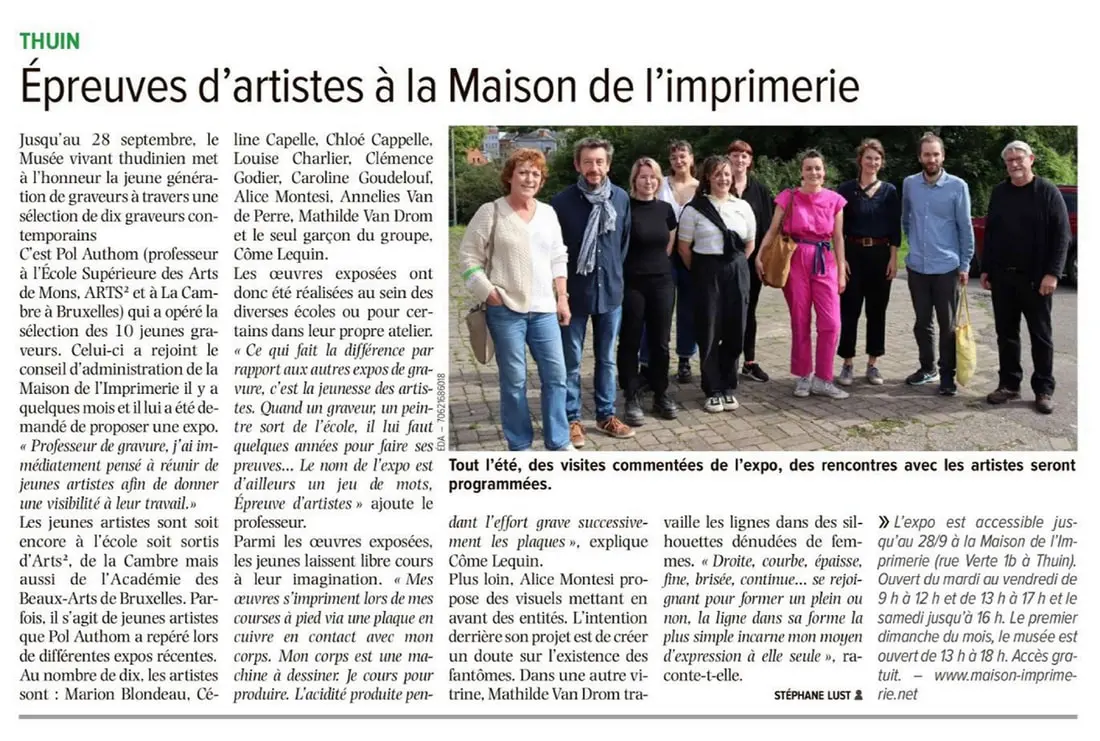 Article L'avenir Expo Epreuves d'artistes