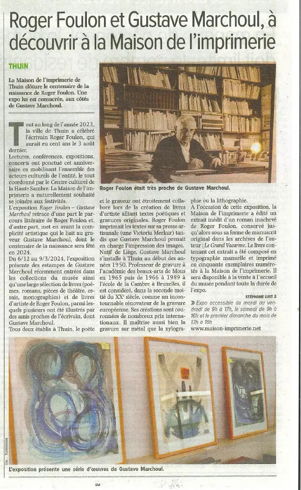 Article L'avenir Expo Gustave Marchoul Roger Foulon
